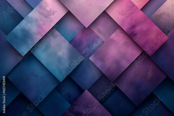Obraz Colorful Overlapping Square Pattern: Dynamic Background with Watercolor Texture and Gradients