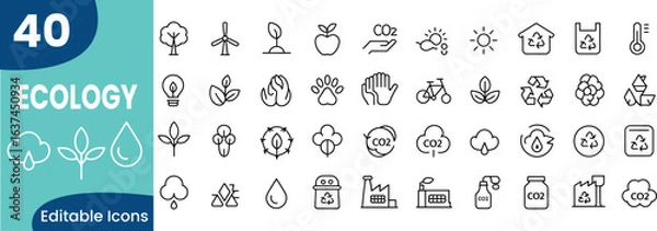 Fototapeta Collection of Ecological and Environmental Icons  Concepts 