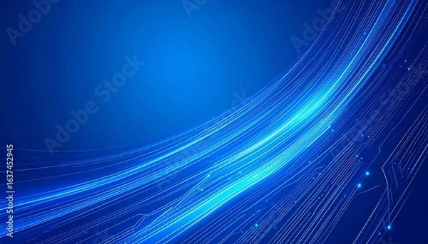 Fototapeta Abstract blue digital data stream lines background for technology and business