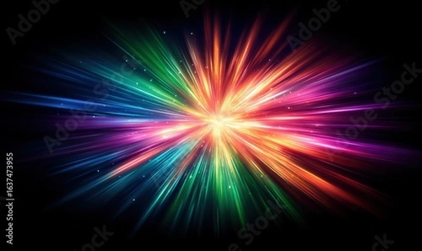 Fototapeta Dynamic Burst of Light: Abstract Background with Vibrant Colors Radiating from a Central Point