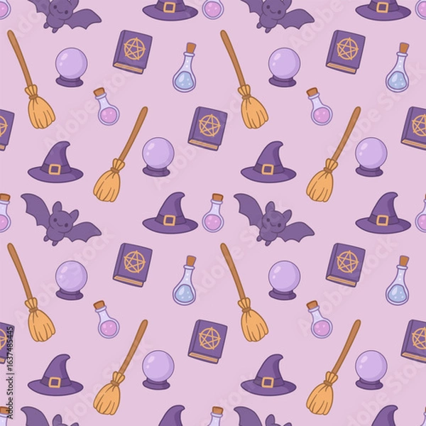 Obraz Cute element Witchcraft Seamless Design,  Seamless pattern