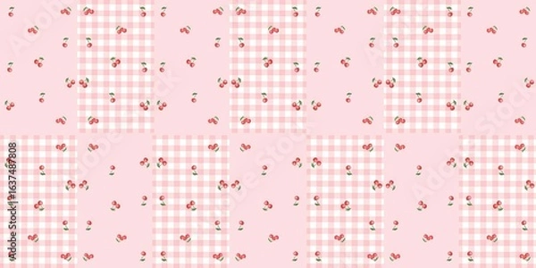 Obraz seamless space and check pattern pink cherry 