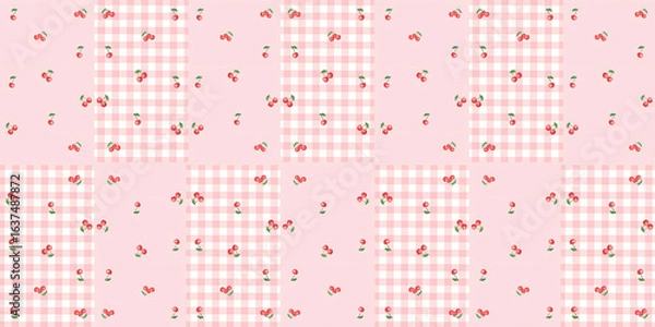 Obraz seamless space and check pattern pink cherry 