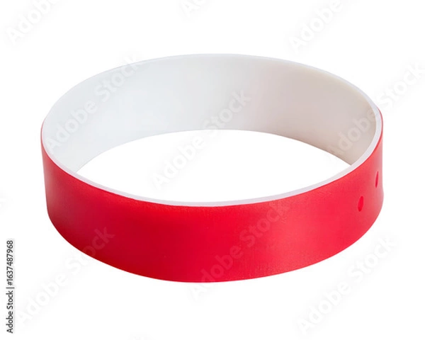 Fototapeta Red paper wristband isolated on transparent background