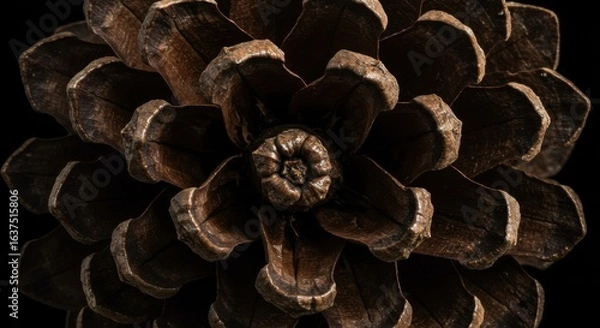 Fototapeta Dark Brown Pine Cone Close Up Macro Photography: Nature's Intricate Design
