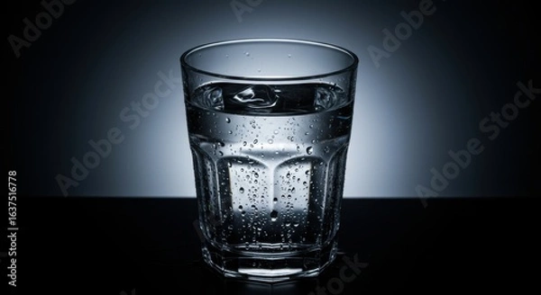 Fototapeta Refreshing Ice Water in a Glass: Crystal Clear Hydration Photography