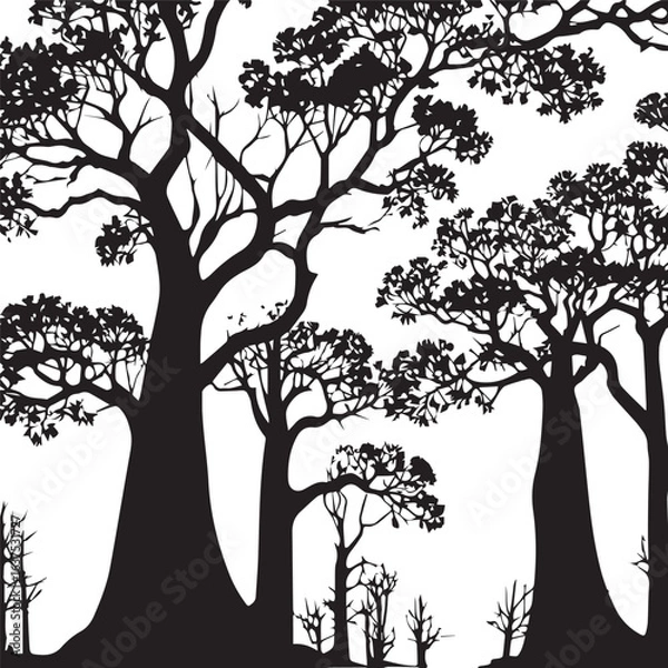 Fototapeta tree silhouette Vector | Minimalist & Trendy tree Silhouette Design | Unique & Stylish tree Artwork for Vector design