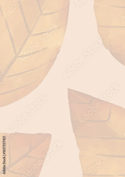 Fototapeta Beige Leaf Pattern Background With Natural Leaves Design