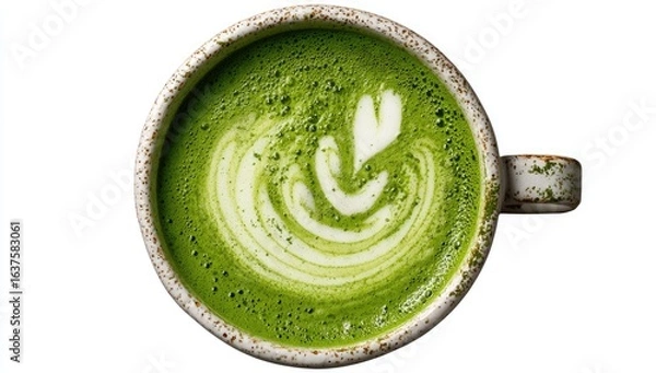 Fototapeta Creamy matcha latte in a mug