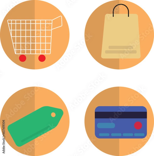 Obraz Shopping and E-commerce Flat Icons Set – Yellow Theme