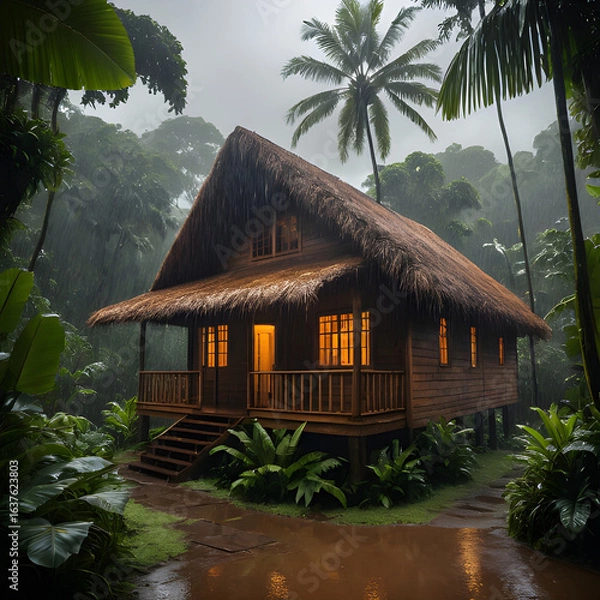 Obraz tropical resort with palm trees