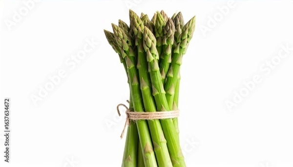 Fototapeta Fresh Green Asparagus Bundled with Twine Showcasing Vibrant Color and Natural Farm Freshness in Kitchen