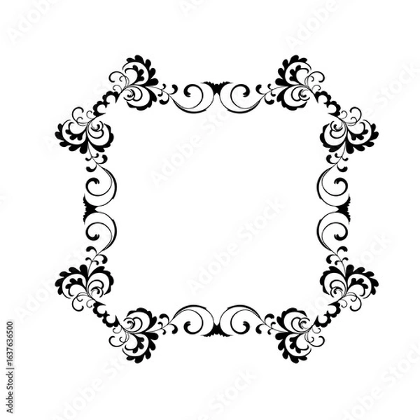 Fototapeta Vintage Ornamental Vector Frame – Elegant Black Vector Border, SVG