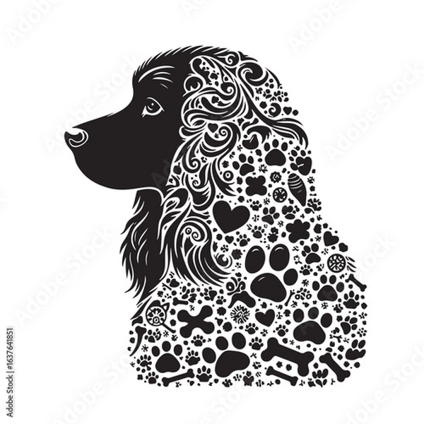 Obraz Vector silhouette of  dog on white backgroud.