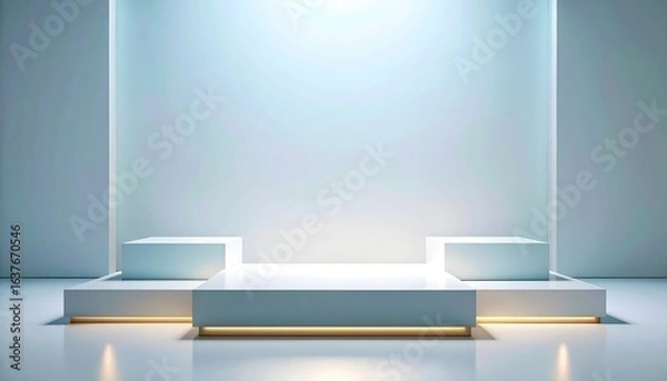 Fototapeta Modern display platform showcasing innovative designs minimalist studio setting 3d render bright and clean environment elevated perspective