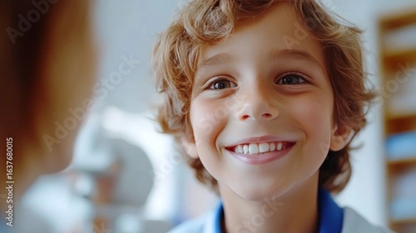 Fototapeta Child Vision Test in a Colorful Clinic Setting