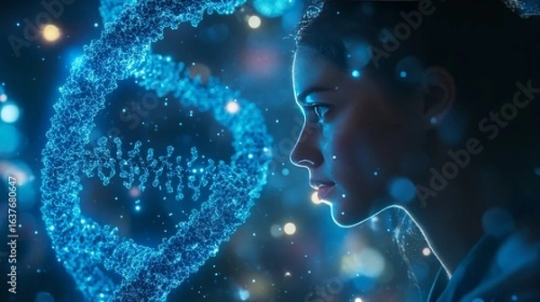 Fototapeta Examining DNA Strands with a Biotech Lab Overlay