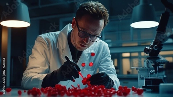 Fototapeta Researcher Analyzing Data in Laboratory Setting