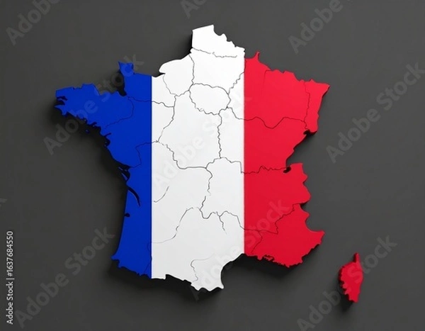 Fototapeta France map shaped with France flag design