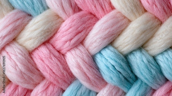 Fototapeta Close Up Knitted Wool Texture with Pastel Color Pattern