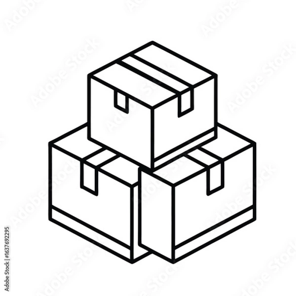 Obraz Stacked Packages Icon, Parcel Boxes Vector for Delivery & Logistics