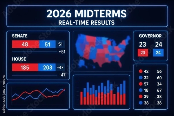 Fototapeta Digital Dashboard Showing 2026 Midterm Election Results

