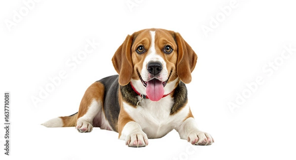 Fototapeta Adorable Beagle Puppy, Happy Dog, Pet Photo, Dog Image, White Background