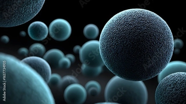 Obraz Teal spheres in a 3d space.