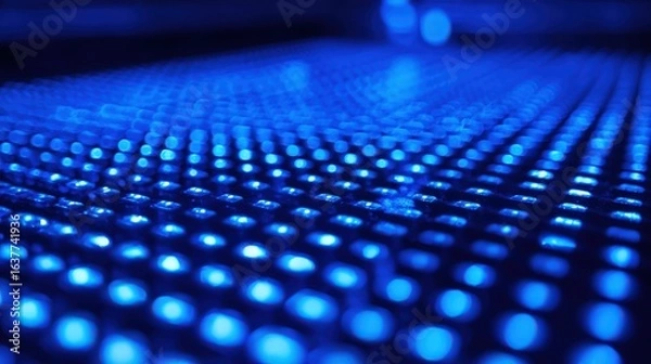 Obraz Abstract Blue LED Grid Pattern: Modern Technology, Data Visualization and Futuristic Background