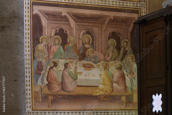 Fototapeta The cycle of frescoes of the New Testament by Lippo Memmi in the Collegiate Church of Santa Maria Assunta, San Gimignano, Italy.