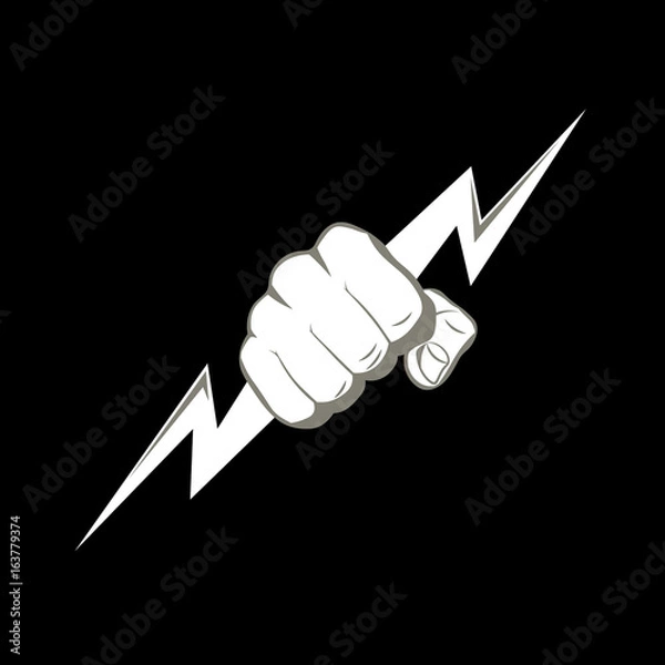 Obraz The fist squeezing a lightning