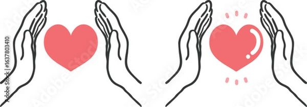 Obraz 両手とハートのイラスト　ベクター
