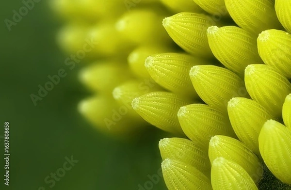Fototapeta Close-up Macro Shot of pieris brassicae Butterfly Eggs on Green Leaf  macro 5x