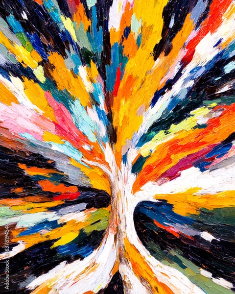 Fototapeta Kabbalistic expressionism: energetic flows emerging from brushstroke tree of life center