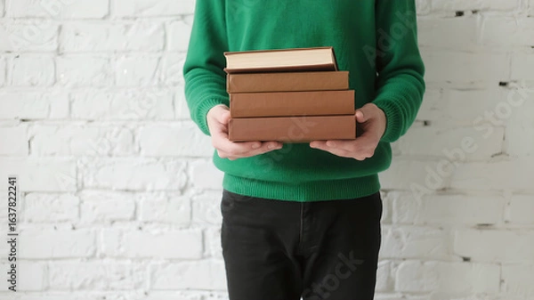 Obraz young man with books