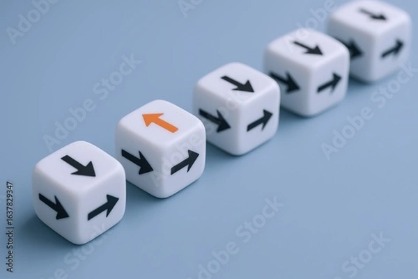 Obraz Unique Arrow Direction: Conceptual Image of Individuality, Leadership, and Standing Out from the Crowd