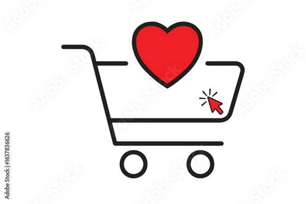 Obraz Editable vector Shopping cart with heart Click