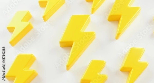Fototapeta Power Up Your Brand Fast, Bold, Energetic 3D Lightning Bolt Icons