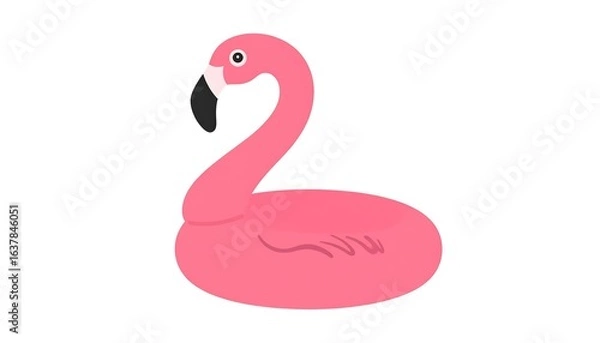 Fototapeta Pink flamingo pool float on white. (1)