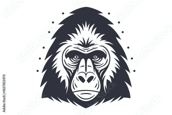 Obraz Majestic gorilla head stares with intricate detail surrounded by dark, stylized fur design