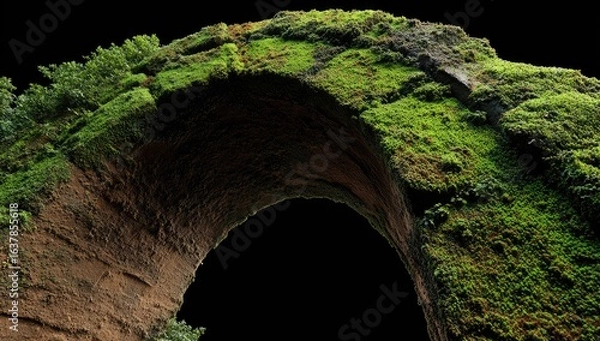 Obraz Lush mossy archway in dark rock formation