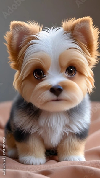 Obraz adorable puppy with fluffy fur and big brown eyes