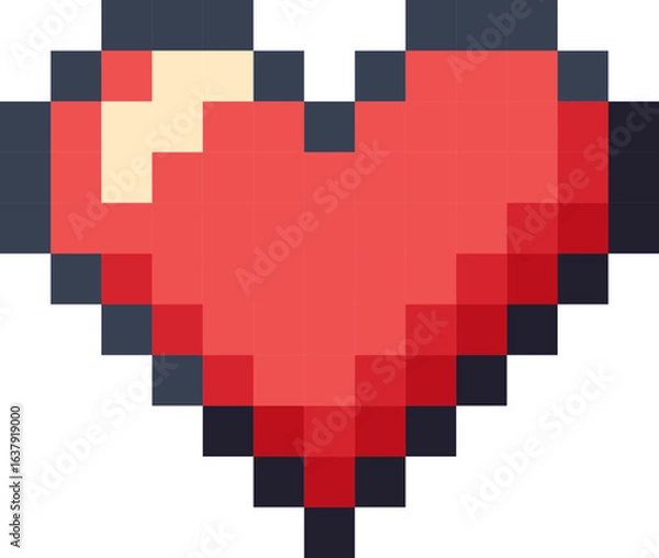 Obraz A single pixelated red heart.