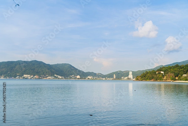 Fototapeta Afternoon sky with clouds, background on the beach near Patong.