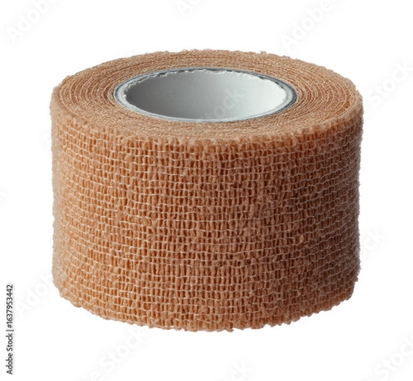 Fototapeta Applying medical tape for injury support in home environment view, isolated on transparent background, png