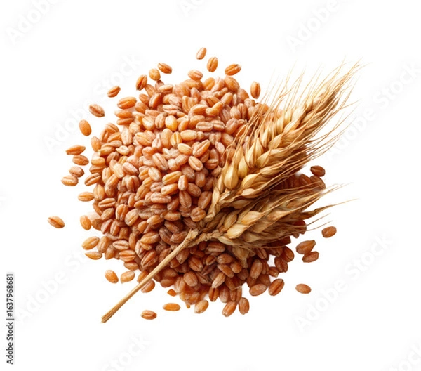 Obraz Harvesting wheat grains farm fields food ingredients sunny environment, isolated on transparent background, png