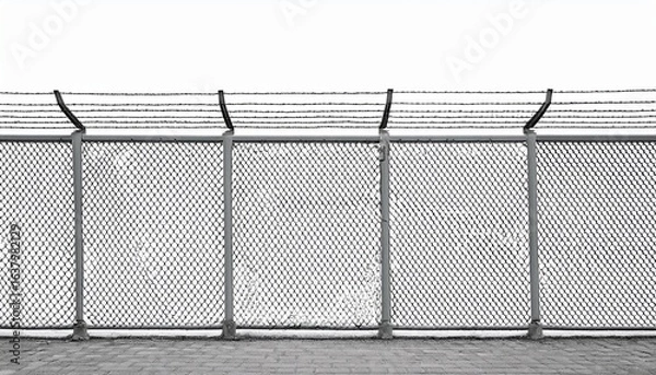 Obraz high resolution chain link fence security barrier metal mesh netting texture stock photo image background isolated on white background