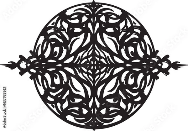 Fototapeta Intricate Circular Mandala Silhouette – Decorative Geometric Pattern Design