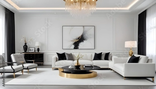 Obraz Photo interior modern design room 3d illustration