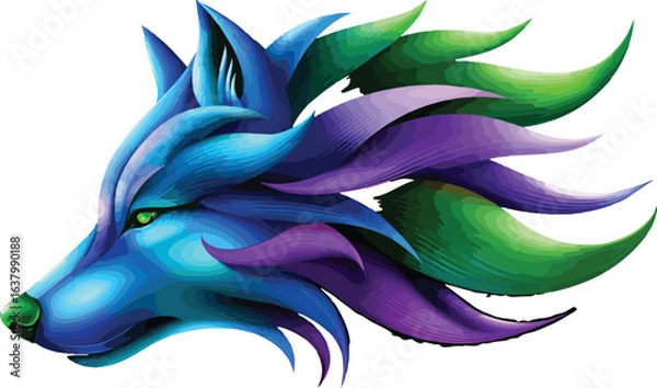Obraz Colorful abstract wolf head illustration